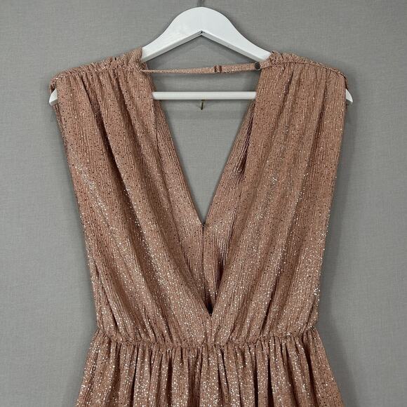 Sabina Musayev Skylar Dress Womens Small Pink Metallic Tiered Cocktail Ballerina - Picture 6 of 14